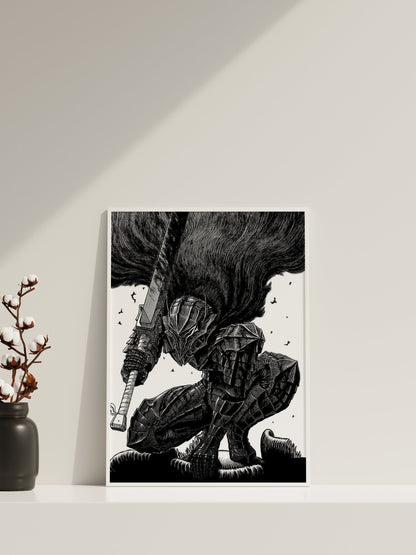 Anime Leinwand Wandkunst, Anime Poster, Berserk Anime Wandkunst, Berserk Guts Poster, Gerahmte Anime Deko, Guts Leinwand Wandkunst