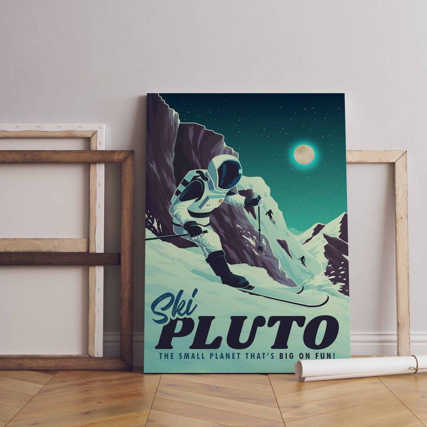 Retro Pluto Leinwandbild, Retro Weltraum Leinwandbild, Weltraum Leinwandposter, Pluto Retro Poster