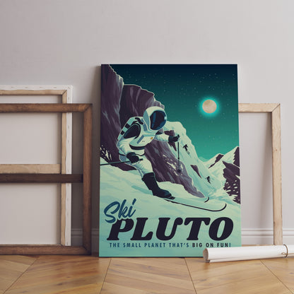 Retro Pluto Leinwandbild, Retro Weltraum Leinwandbild, Weltraum Leinwandposter, Pluto Retro Poster