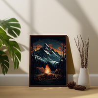 Coole Illustration Leinwand-Wandkunst, Lagerfeuer-Wandkunst, Natur-Wandkunst, Lagerfeuer-Poster, Illustrations-Poster