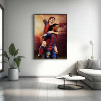 Messi's First Goal - Messi And Ronaldinho Goal Celebration, Iconic Sport Poster, Iconic Messi Wall Art,Lionel Messi Poster,Roanldinho Poster