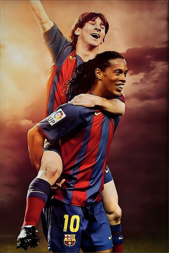 Messi And Ronaldinho Goal Celebration Canvas Wall Decor