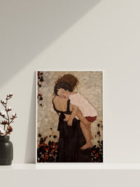 Mutter und Kind Gustav Klimt, Klimt Wandkunst, Weihnachtsgeschenk, Gerahmtes und Ungerahmtes Leinwand-Wanddekor, Klimt Poster, Moderne Wandkunst