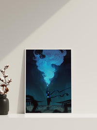 Arcane Jinx Blue Flare Poster | Neonblaue Anime-Wandkunst
