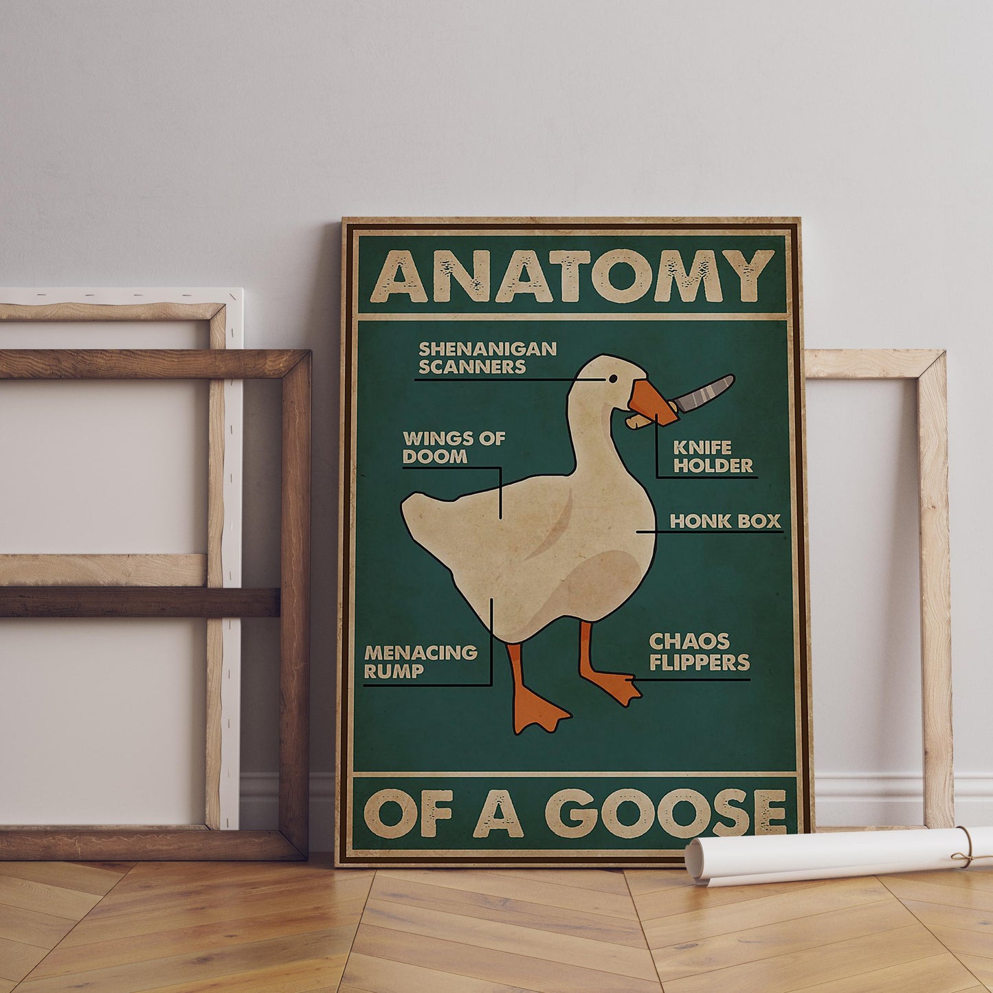 Funny Goose Anatomy Poster | Humorous Knife Goose Wall Art Print