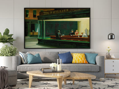 Edward Hopper Leinwandbild, Edward Hopper Nighthawks Leinwanddruck, Sonnenuntergang Leinwandbild, Leinwandkunstdruck, Nighthawks Wandkunst