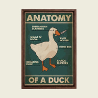 Anatomy of a Duck canvas wall art in a floating walnut frame