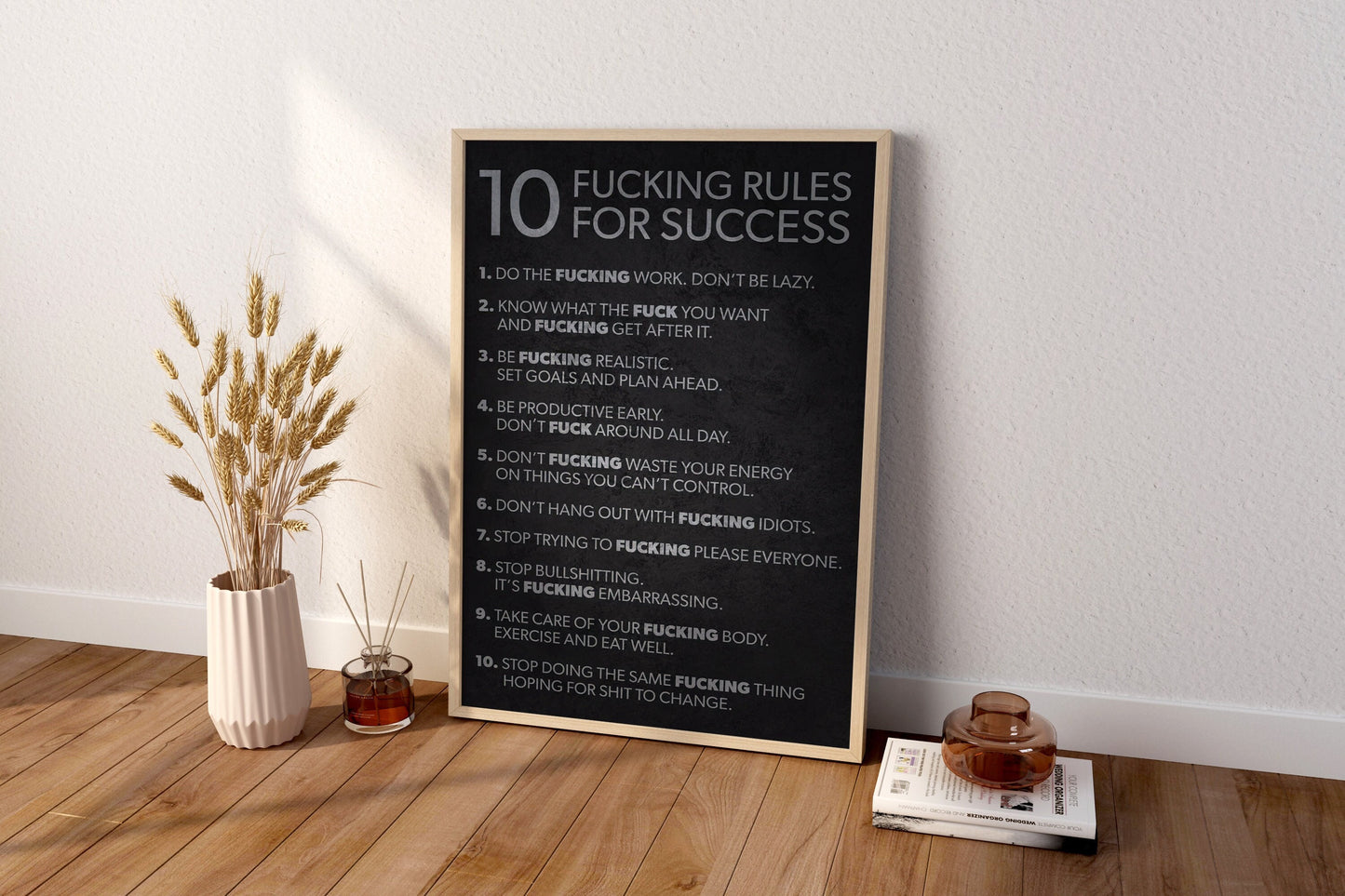 10 Rules Succes Quote Wall Decor, Quote Canvas Wall Art, Motivational Poster, Minimalist Canvas Wall Decor