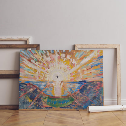 Edward Munch Die Sonne Leinwandbild, Edward Munch Wandbild, Solenintro Leinwandkunst, Edward Munch Leinwanddruck, Edward Munch Sonnenposter