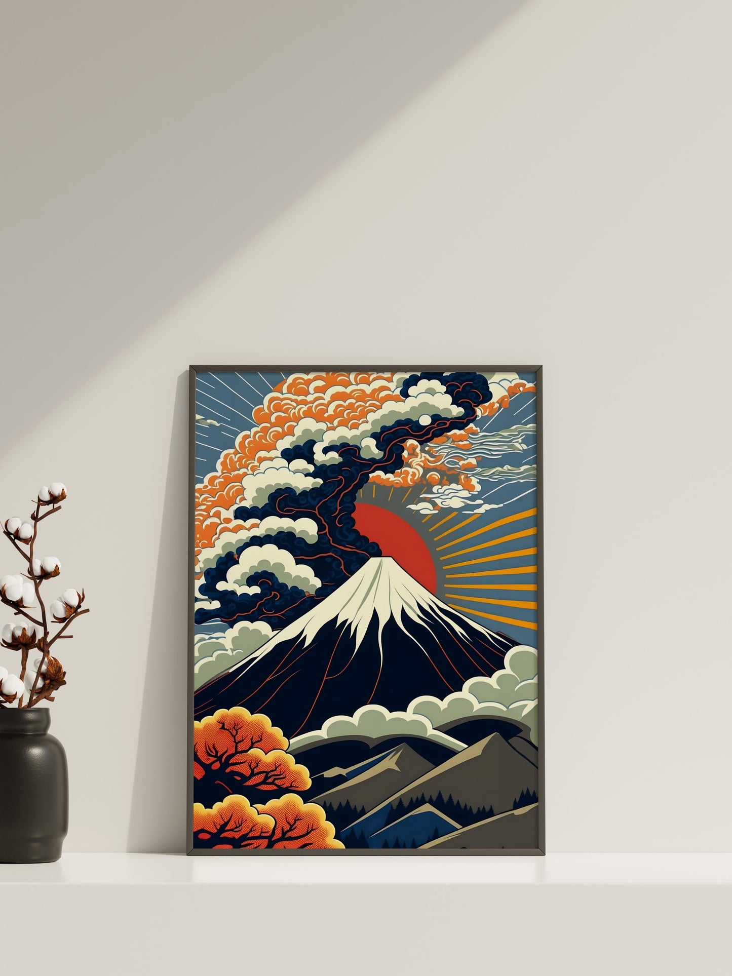 Mount Fuji Japanische Leinwand-Wandkunst, Japandi Leinwand-Wandkunst, Moderne Wandkunst, Mount Fuji Illustrations-Wandkunst, Mount Fuji Poster