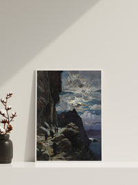 Hermann Corrodi Leinwand-Wandbild, Hermann Corrodi Nacht auf dem Berg Athos, Beliebtes Kunst-Leinwandbild, Leinwanddruck, Leinwanddruck-Kunst, Berühmtes Wandbild