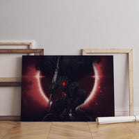 Dark Knight Before Red Eclipse Poster | Dramatisches Fantasy-Wandkunst-Poster | Berserk Mond Poster