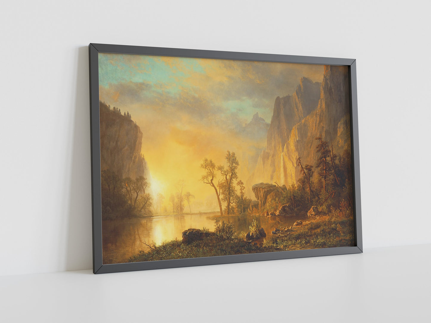 Albert Bierstadt Leinwand Wandbild, Albert Bierstadt Sonnenuntergang in den Rockies Leinwandbild, Leinwand Kunstdruck, Großes Leinwand Wandbild