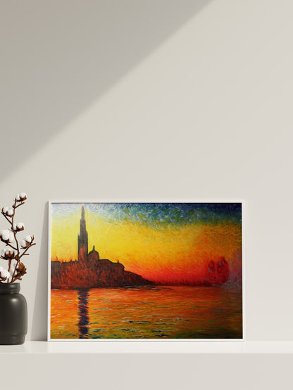 Claude Monet Leinwand-Wandkunst, Claude Monet San Giorgio Maggiore in der Dämmerung, Sonnenuntergang Leinwand-Kunst, Leinwanddruck-Kunst, Saint-Georges Wandkunst