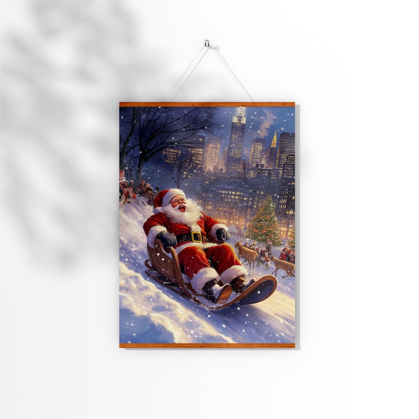 Santa Wall Art,Santa Claus & Christmas Decor Art - Happy Christmas, Xmas Gift, Framed Santa
