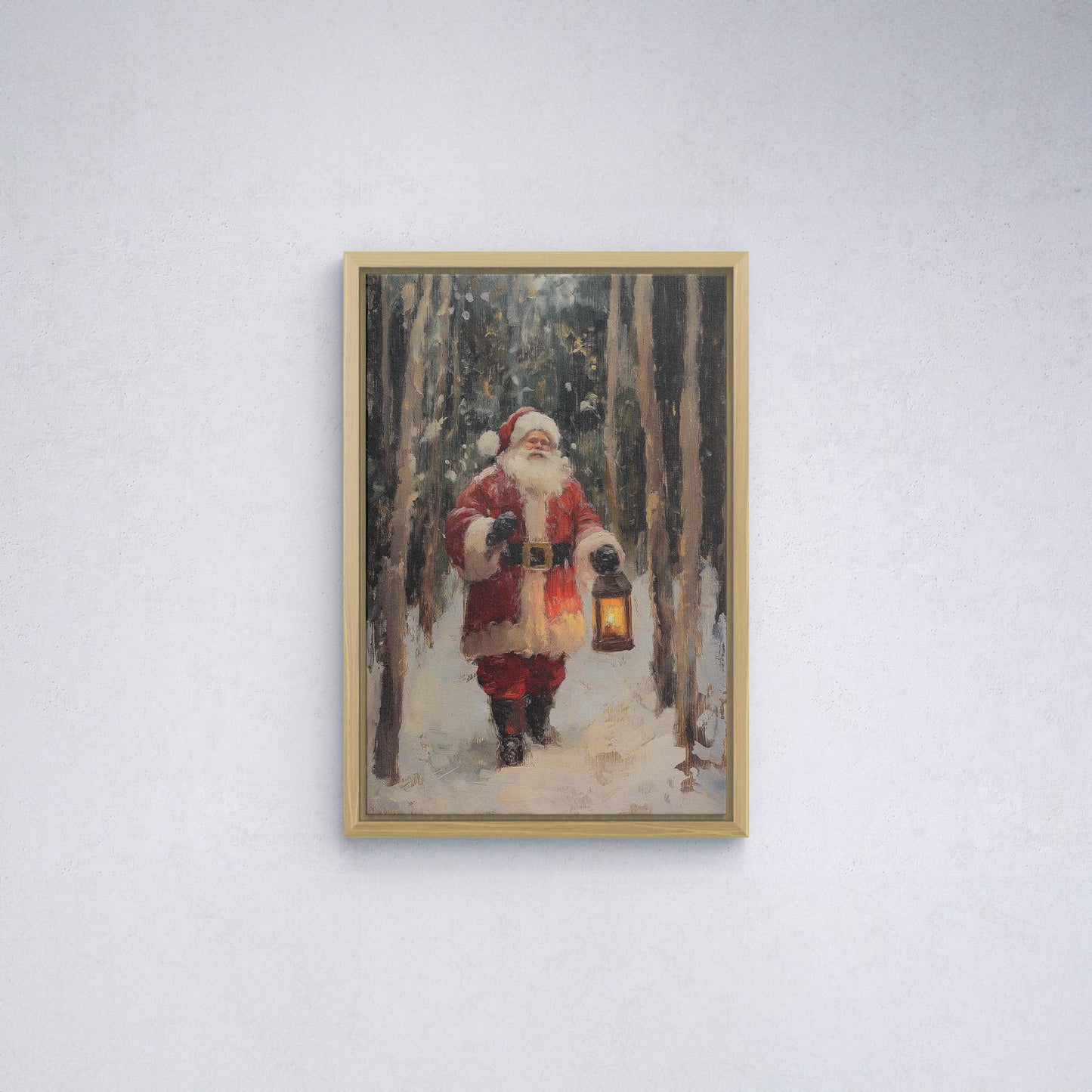 Christmas Santa Wall Art, Santa Claus & Christmas Decor Art - Happy Christmas, Xmas Gift, Framed Santa