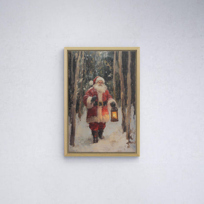 Christmas Santa Wall Art, Santa Claus & Christmas Decor Art - Happy Christmas, Xmas Gift, Framed Santa
