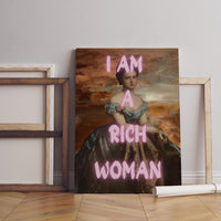 Mom I Am A Rich Woman, Altered Art Poster, Maximalist Wall Art, Girl Power Prints, Feminist Poster, Vintage Fashion Poster,Framed Canvas Art
