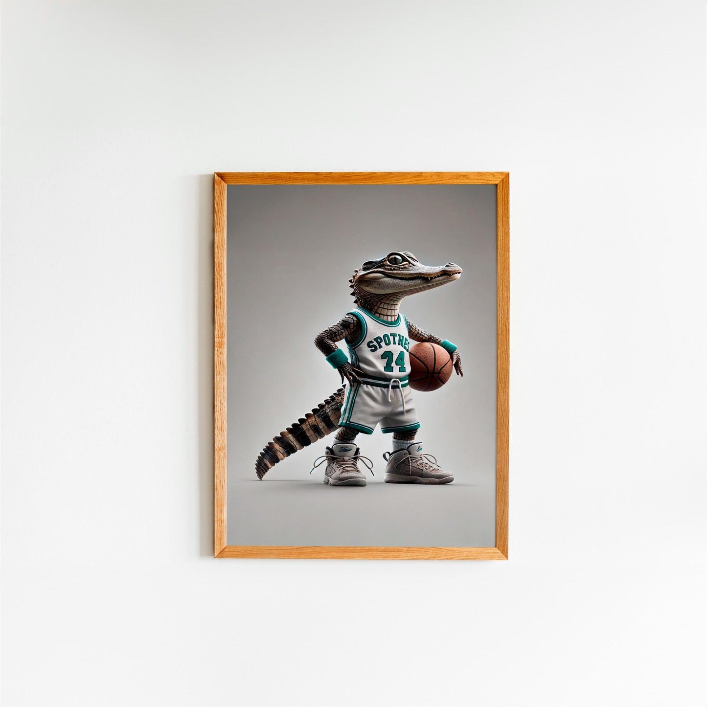 Ikonische realistische Baby-Alligator-Leinwand – realistisches, stilvolles und verspieltes Wanddekor