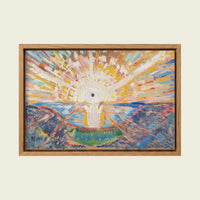 The Sun by Edvard Munch canvas wall art in a floating oak frame