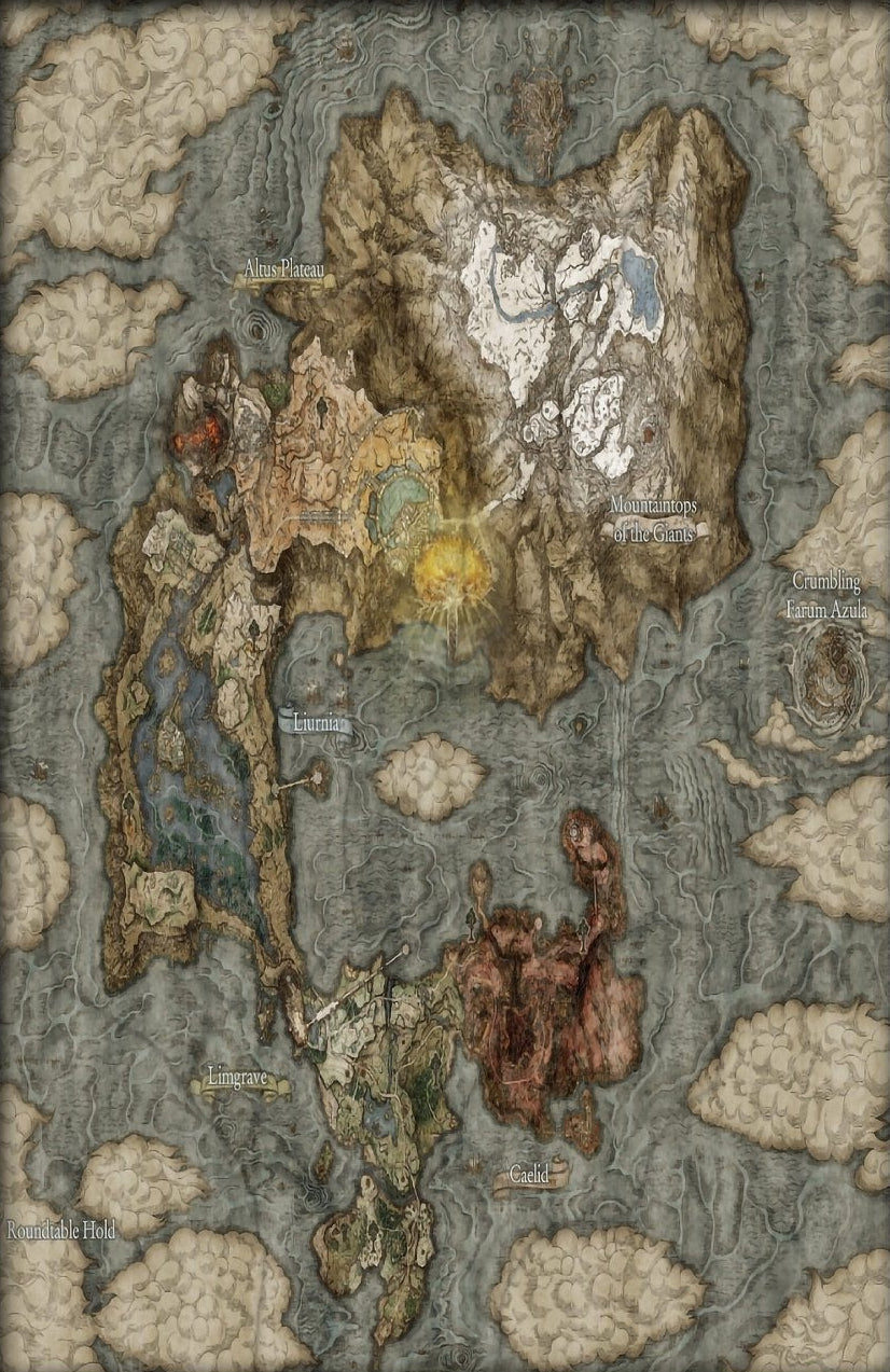 Elden Ring Lands Between Map Canvas Wall Art