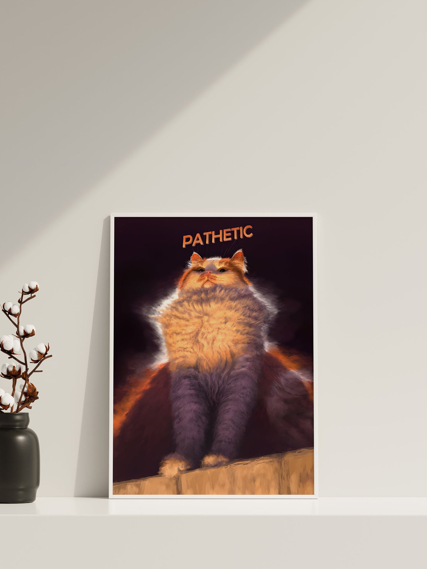 Jämmerliche Katze Leinwandbild, Jämmerliche Katze Poster, Lustige Leinwand Wanddeko, Lustiges Poster, Jämmerliche Stimmung Poster