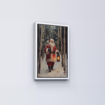 Christmas Santa Wall Art, Santa Claus & Christmas Decor Art - Happy Christmas, Xmas Gift, Framed Santa