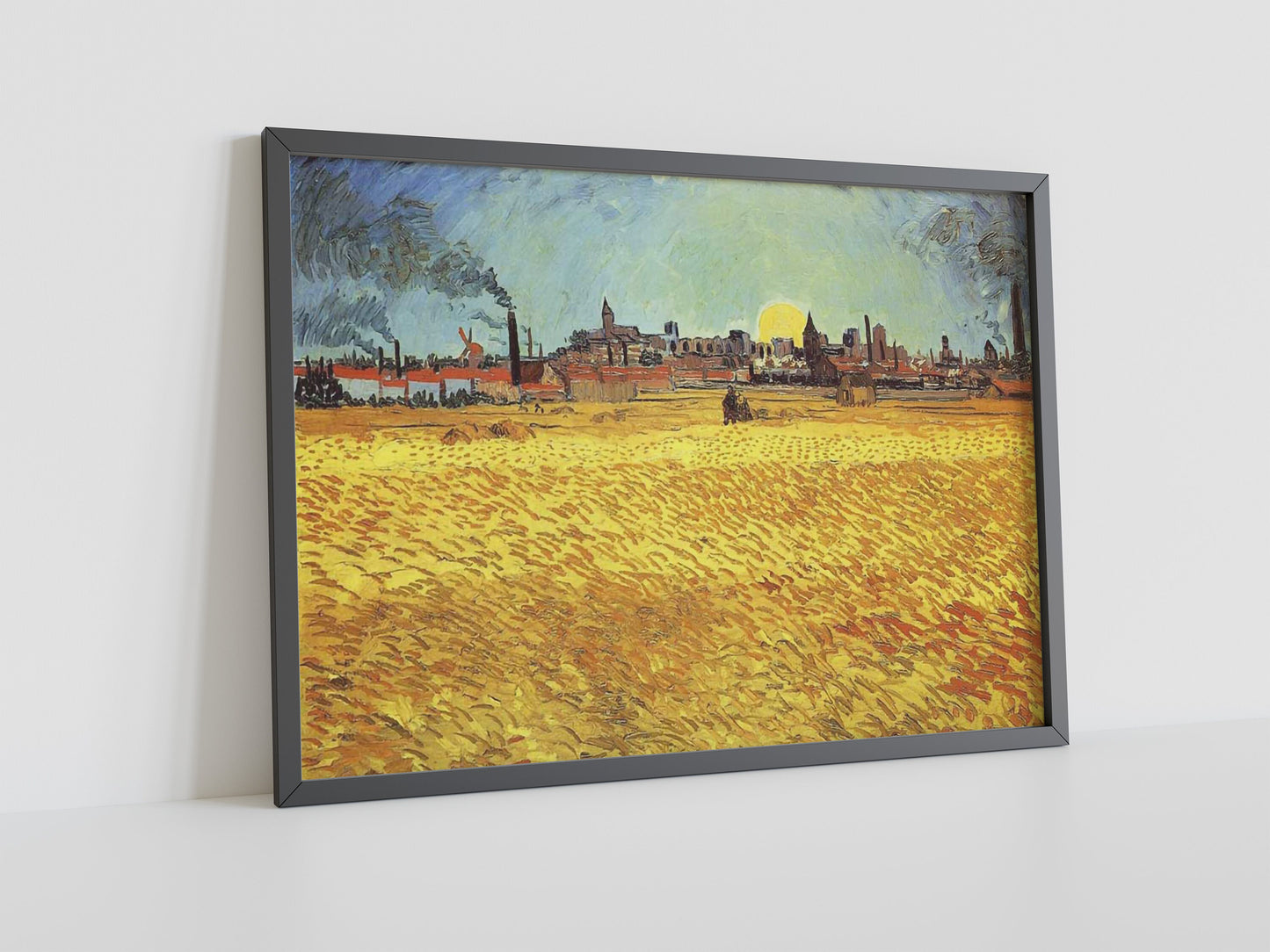 Vincent van Gogh Leinwandbild, Vincent van Gogh-Sommerabend in Arles, Leinwanddruck, Weizenfeld mit untergehender Sonne, Berühmte Wandkunst