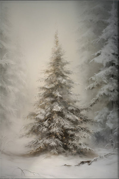 Artwork - Christmas Tree Canvas Wall Art, Christmas Tree Canvas, Vintage Print, Vintage Canvas Decor, Christmas Gift, Christmas Tree Wall Art