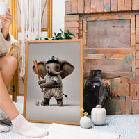 Ikonische realistische Baby-Elefanten-Leinwand – realistisches und stilvolles und verspieltes Wanddekor