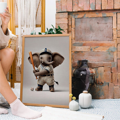 Ikonische realistische Baby-Elefanten-Leinwand – realistisches und stilvolles und verspieltes Wanddekor
