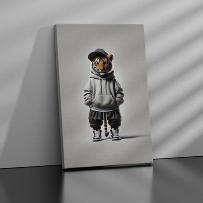 Ikonische realistische Baby-Tiger-Leinwand – Realistische, stilvolle und verspielte Wanddekoration