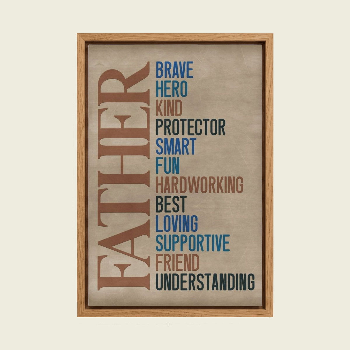 Feed Floating Oak Father Definition Typography Canvas Wall Art