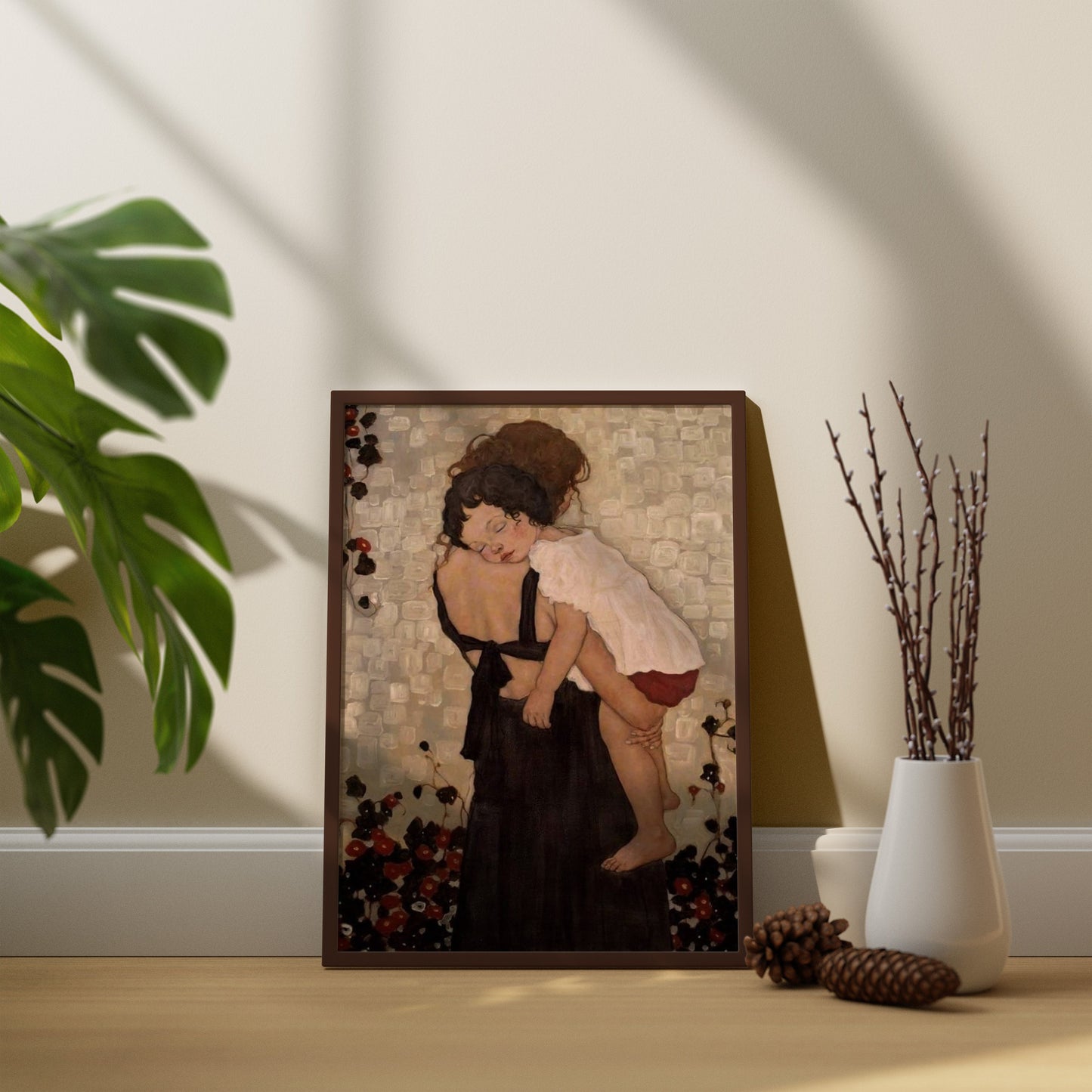Mutter und Kind Gustav Klimt, Klimt Wandkunst, Weihnachtsgeschenk, Gerahmtes und Ungerahmtes Leinwand-Wanddekor, Klimt Poster, Moderne Wandkunst
