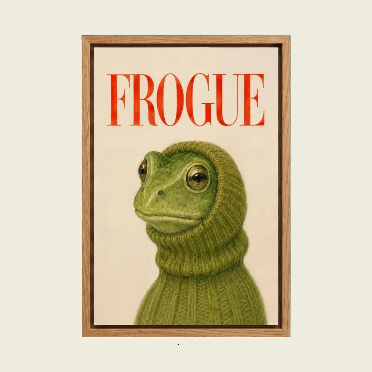 Feed Floating Oak Frogue: Frog in a Green Turtleneck