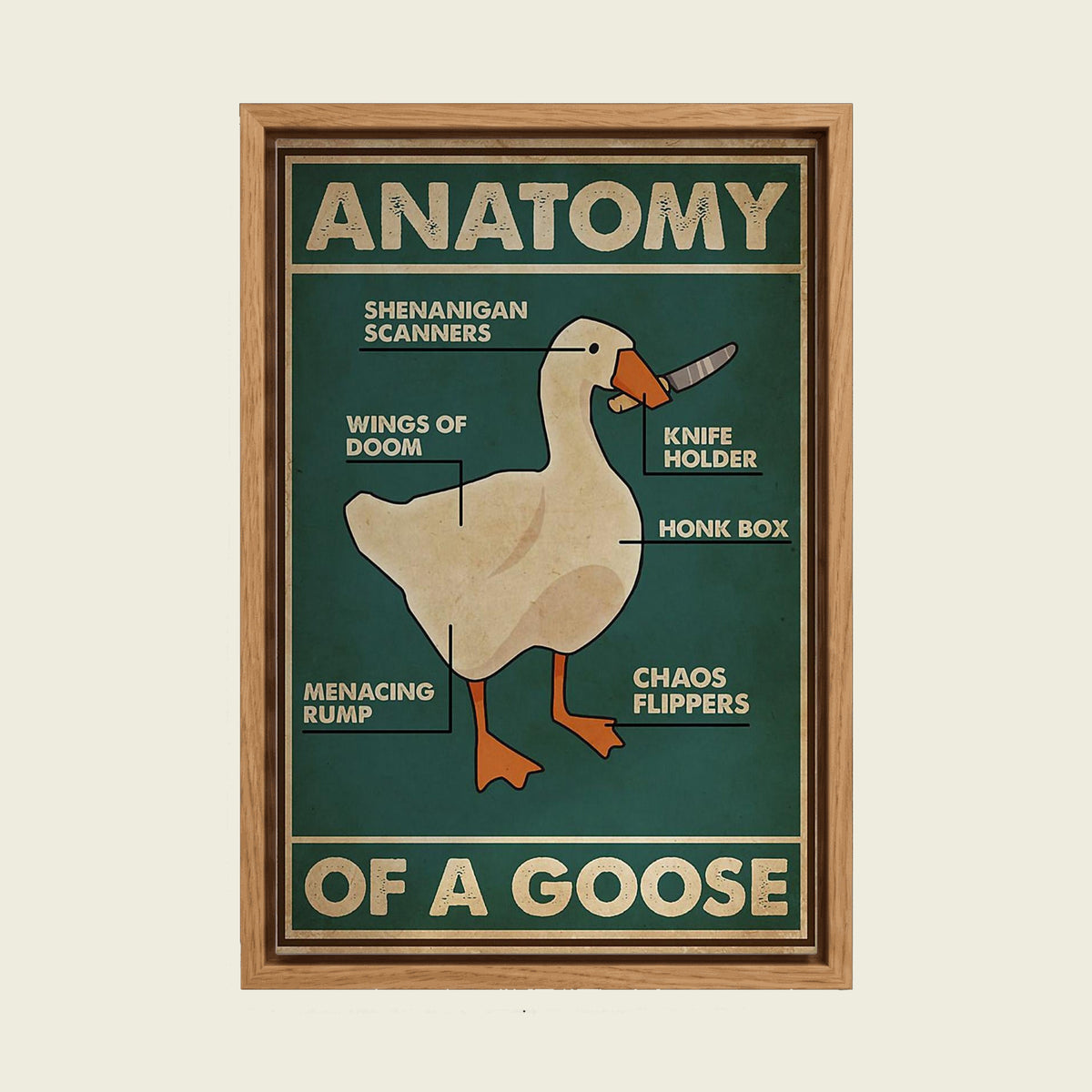 Feed Floating Oak Funny Goose Anatomy Canvas Poster