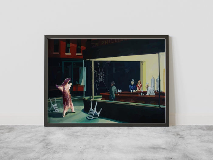 Funny Nighthawks Canvas Art Canvas Print