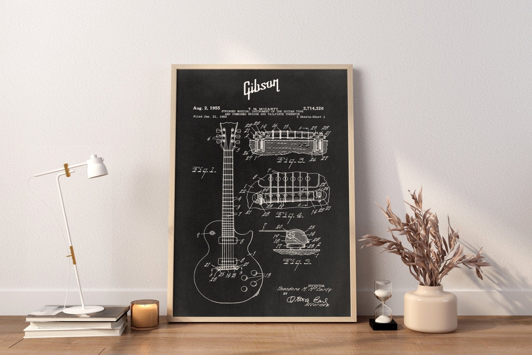 Gibson Guitar Blueprint Canvas Poster - Canvasworkshop