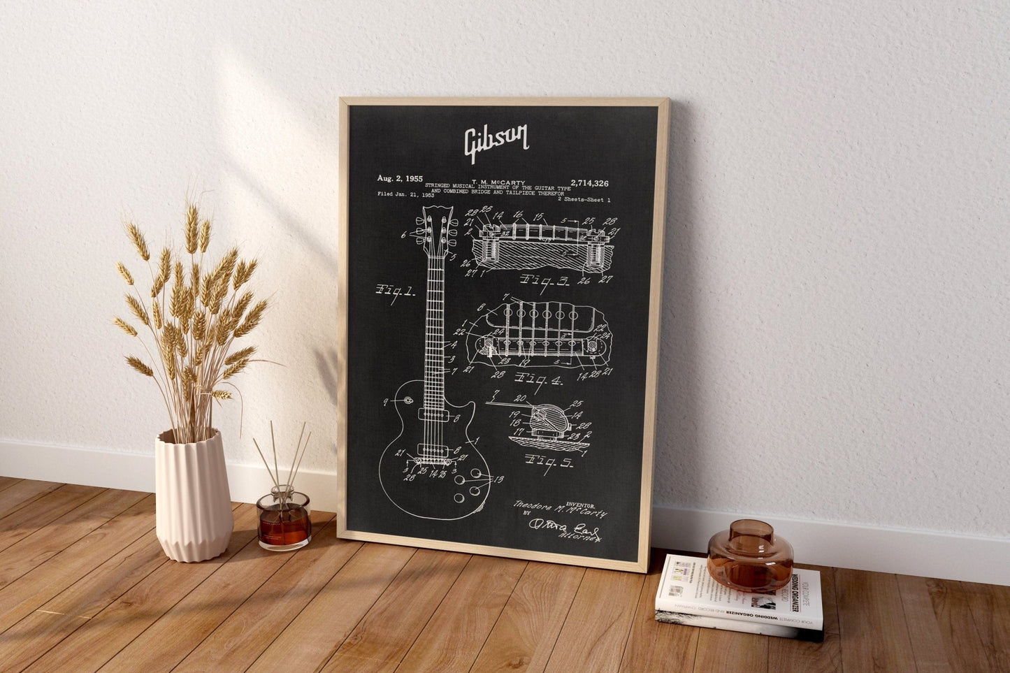 Gibson Guitar Blueprint Canvas Poster - Canvasworkshop
