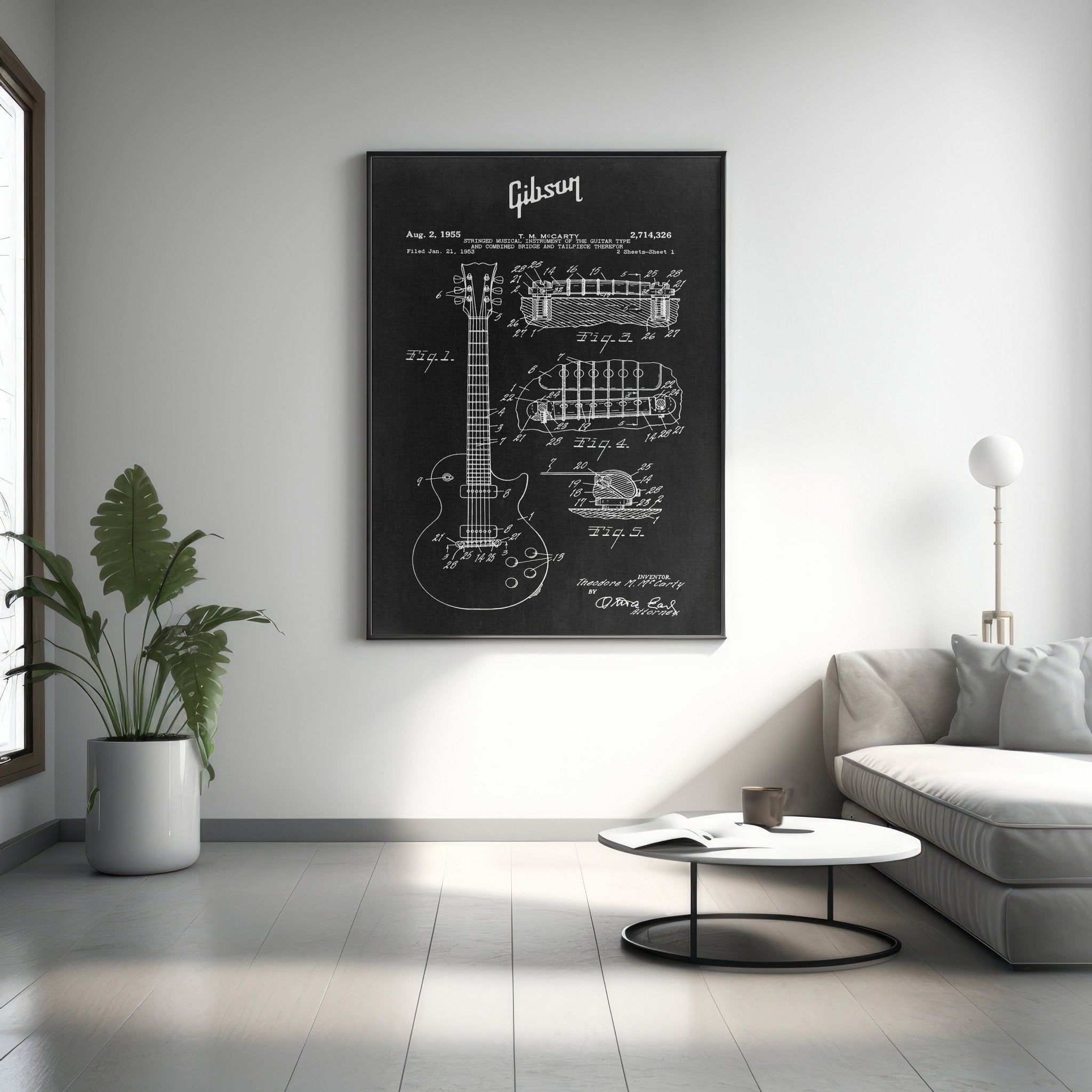 Gibson Guitar Blueprint Canvas Poster - Canvasworkshop