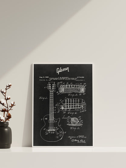 Gibson Guitar Blueprint Canvas Poster - Canvasworkshop