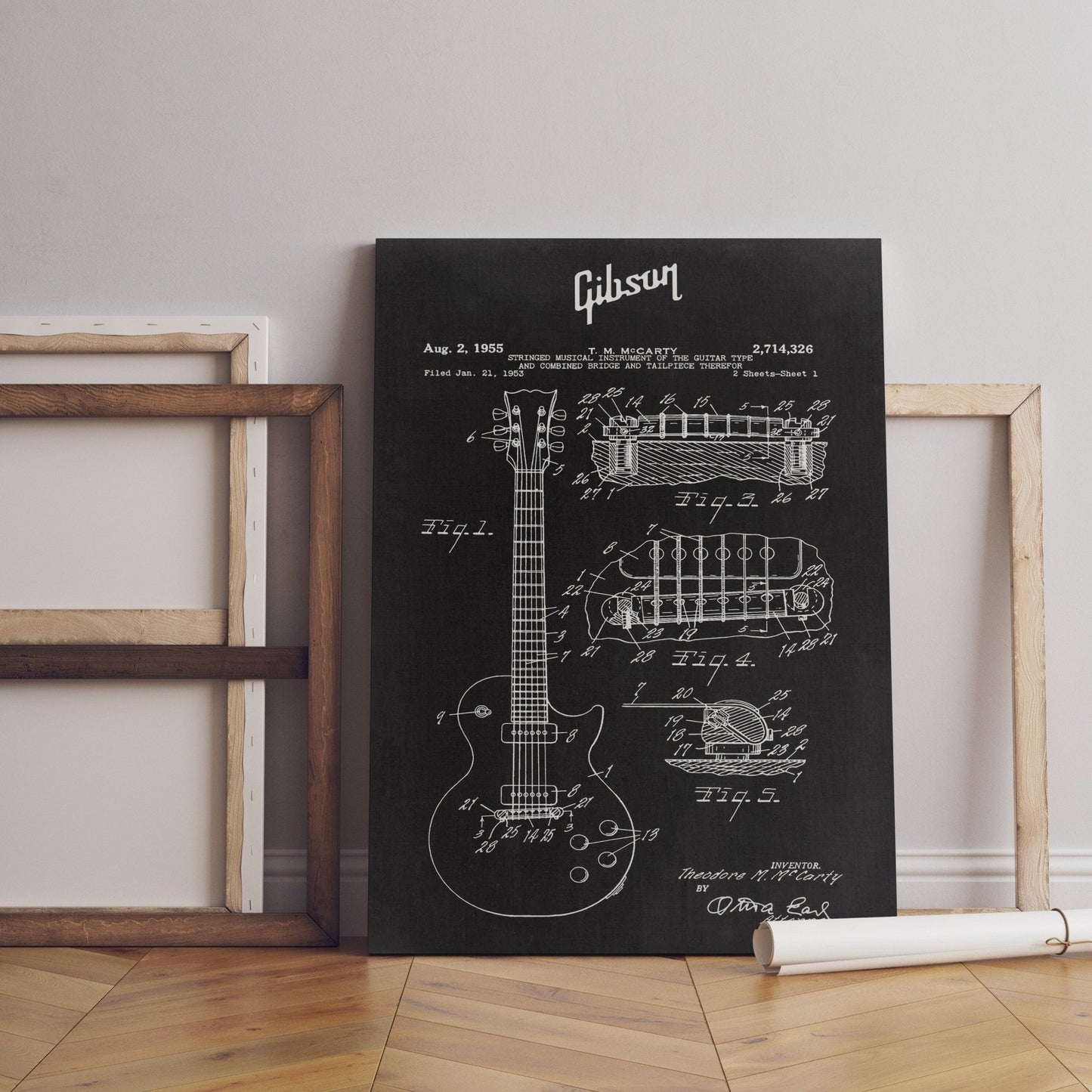 Gibson Guitar Blueprint Canvas Poster - Canvasworkshop