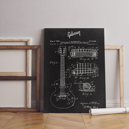 Gibson Guitar Blueprint Canvas Poster - Canvasworkshop