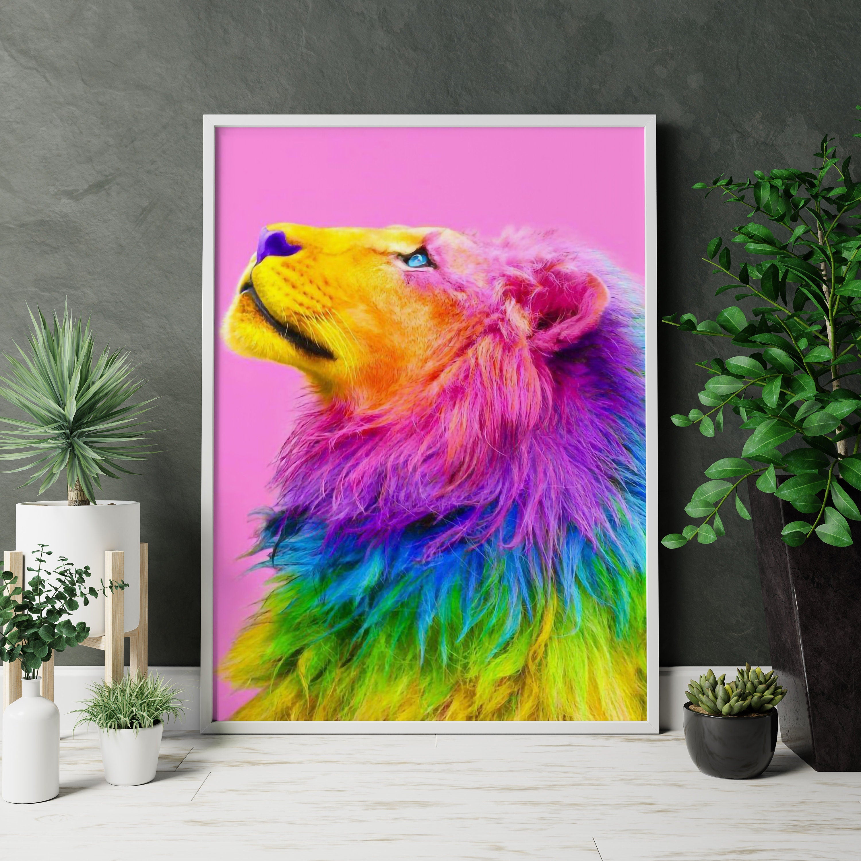 Colourful Lion Canvas Wall Art