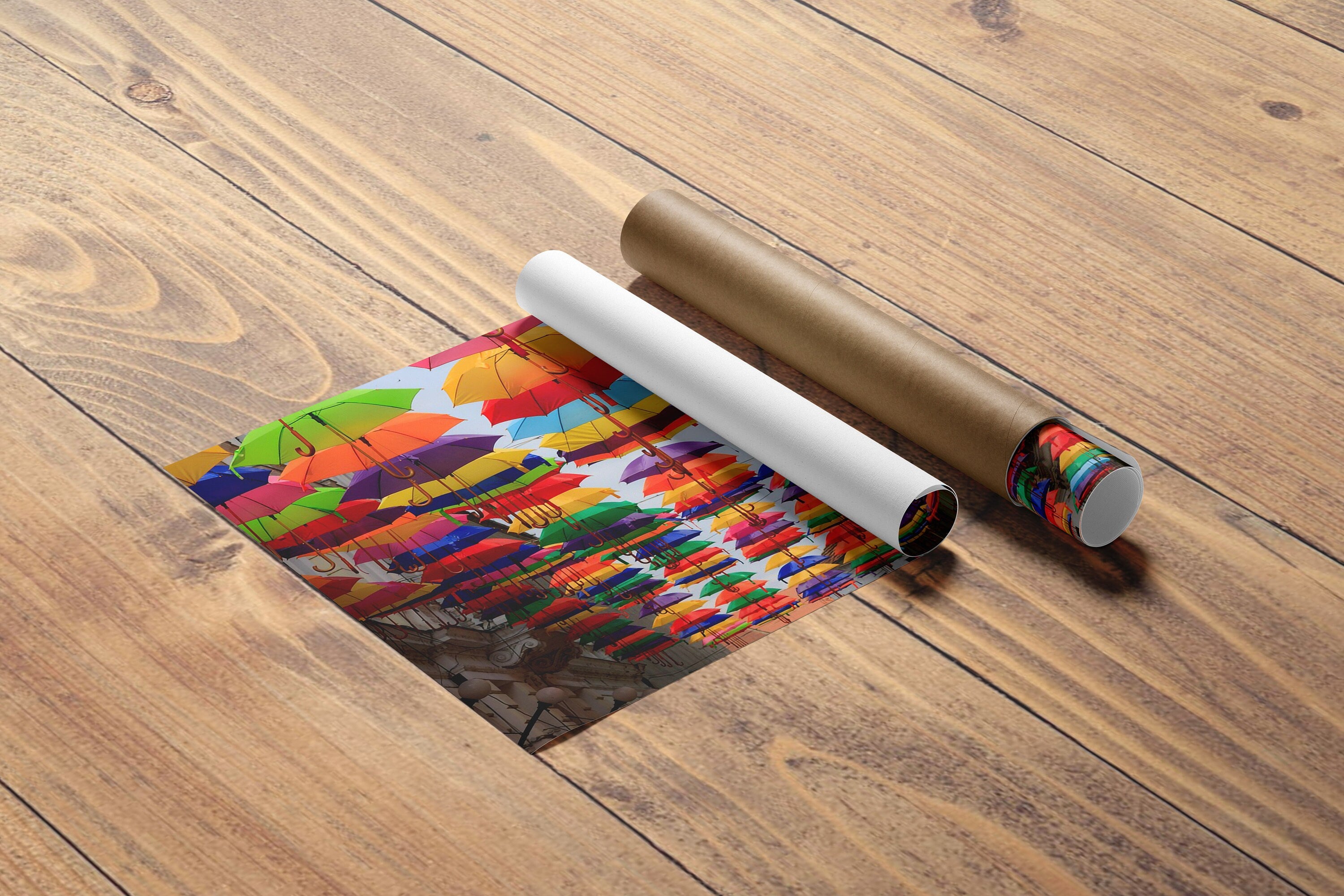 RainBow Umbrella Canvas Wall Decor