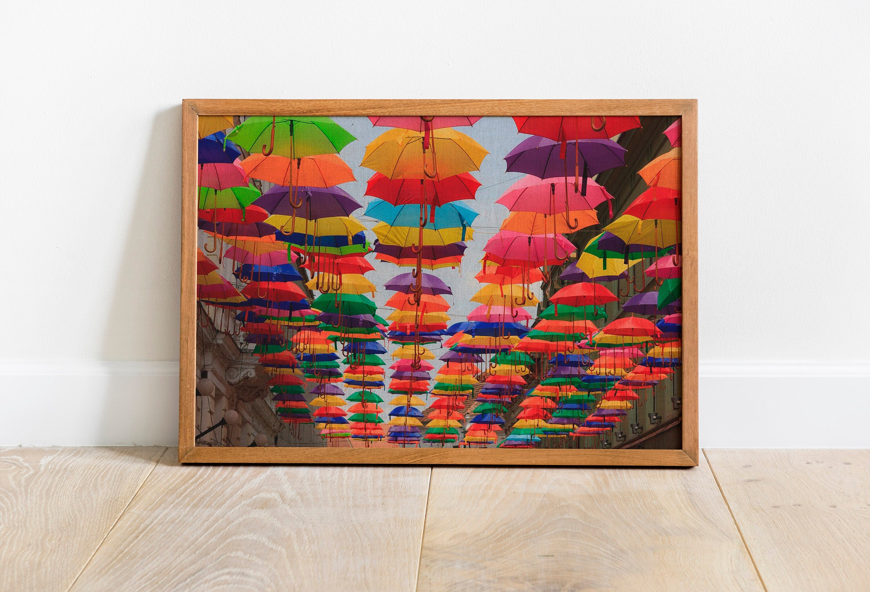 RainBow Umbrella Canvas Wall Decor