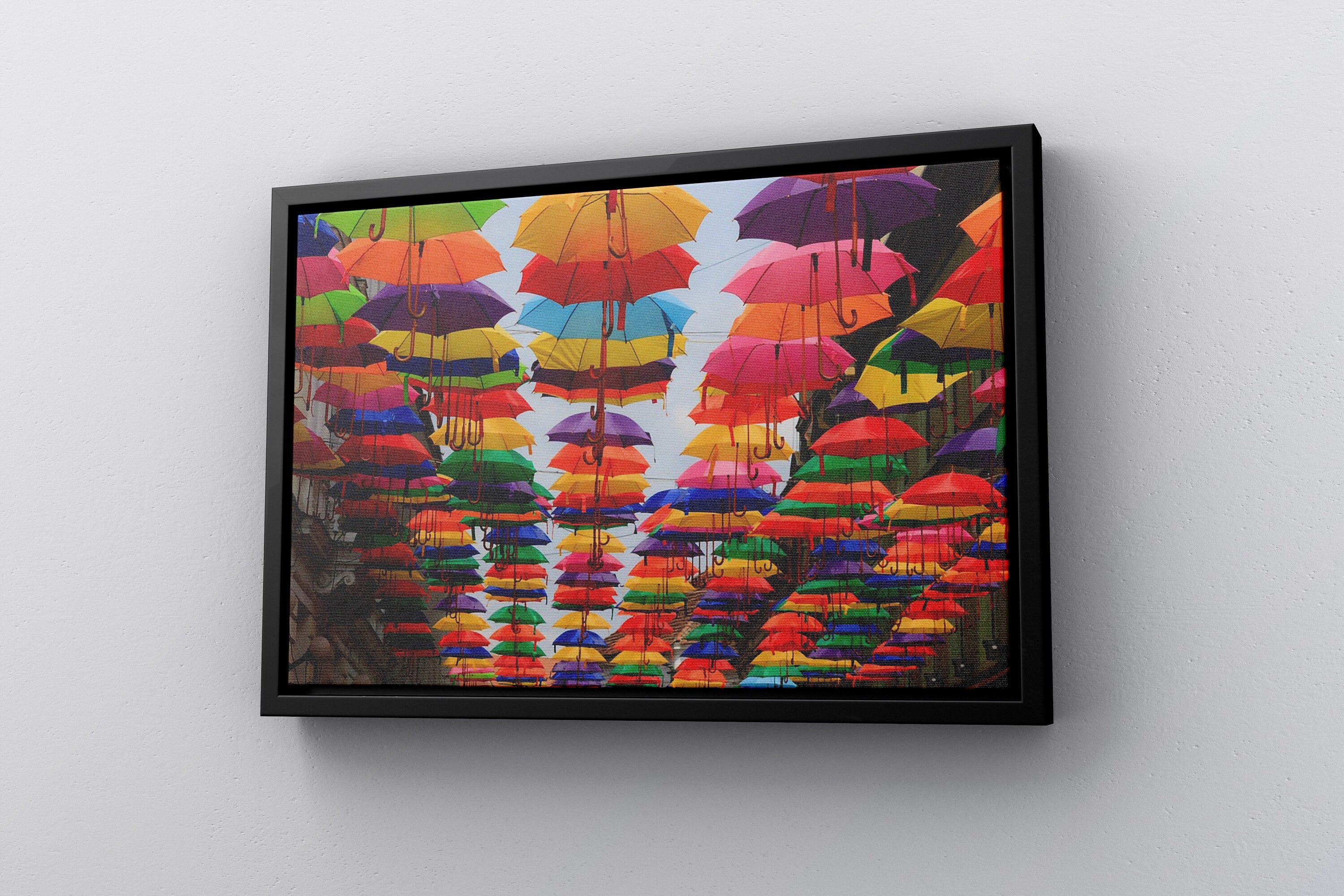 RainBow Umbrella Canvas Wall Decor