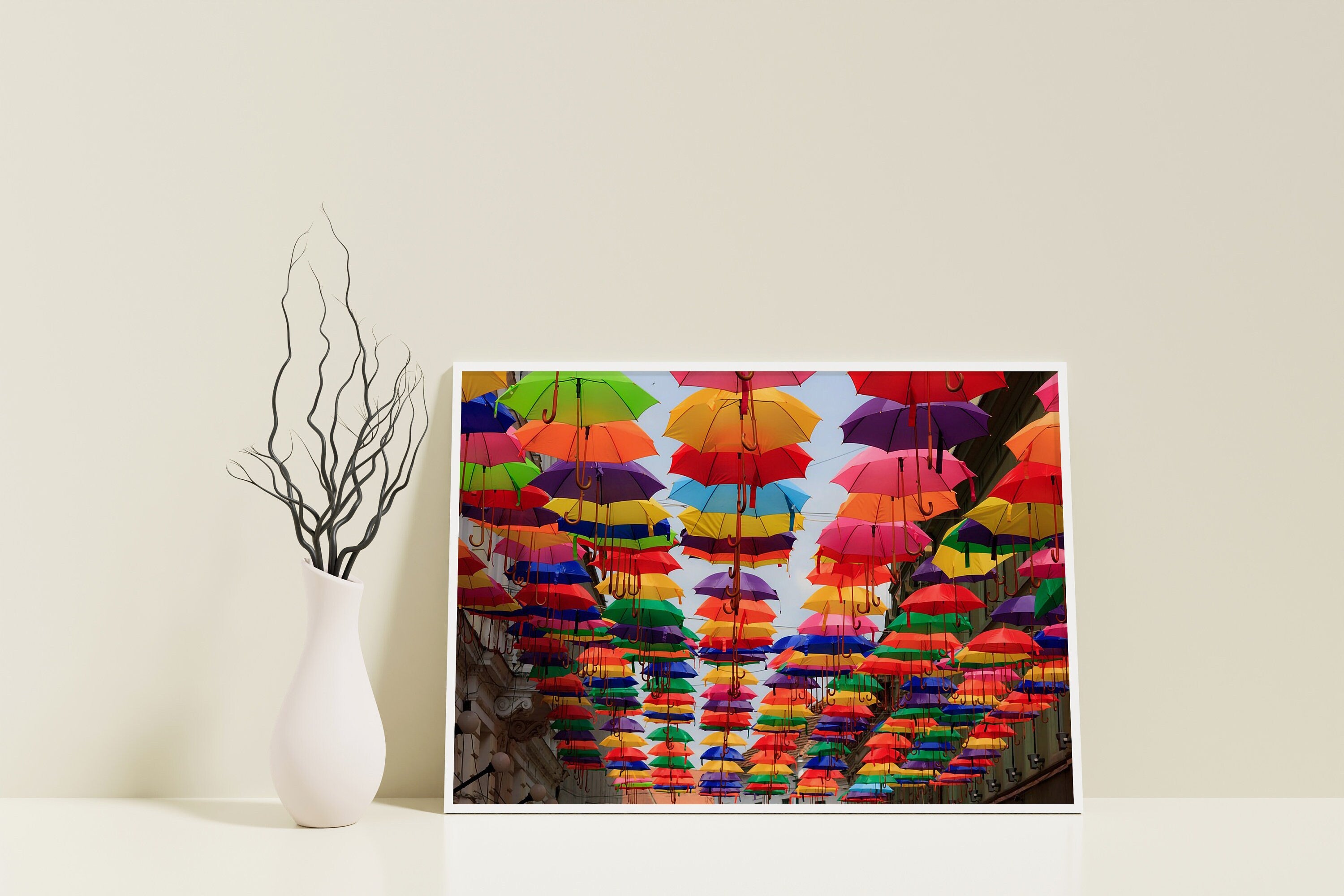 RainBow Umbrella Canvas Wall Decor