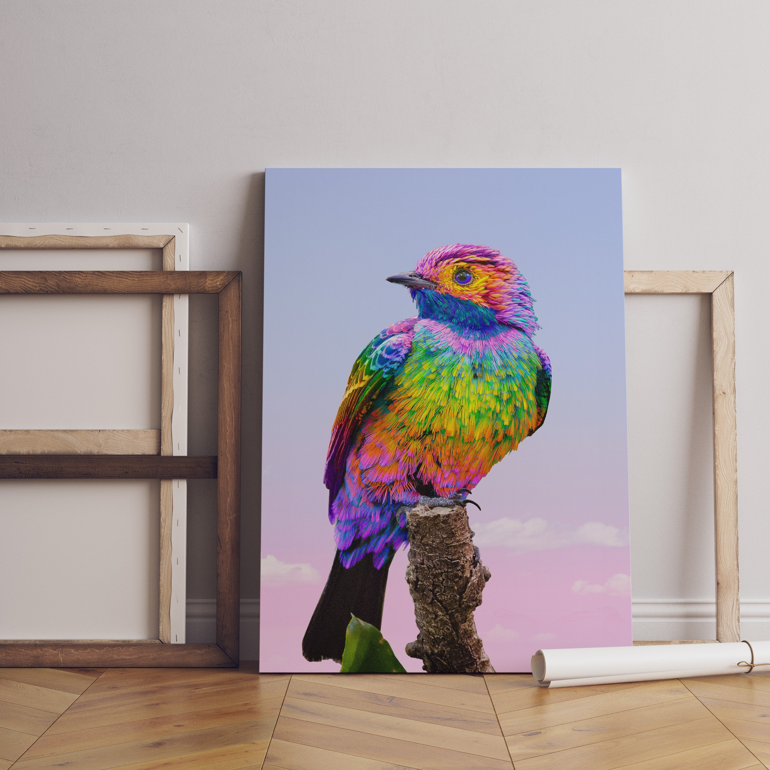 Rainbow Bird Canvas Poster