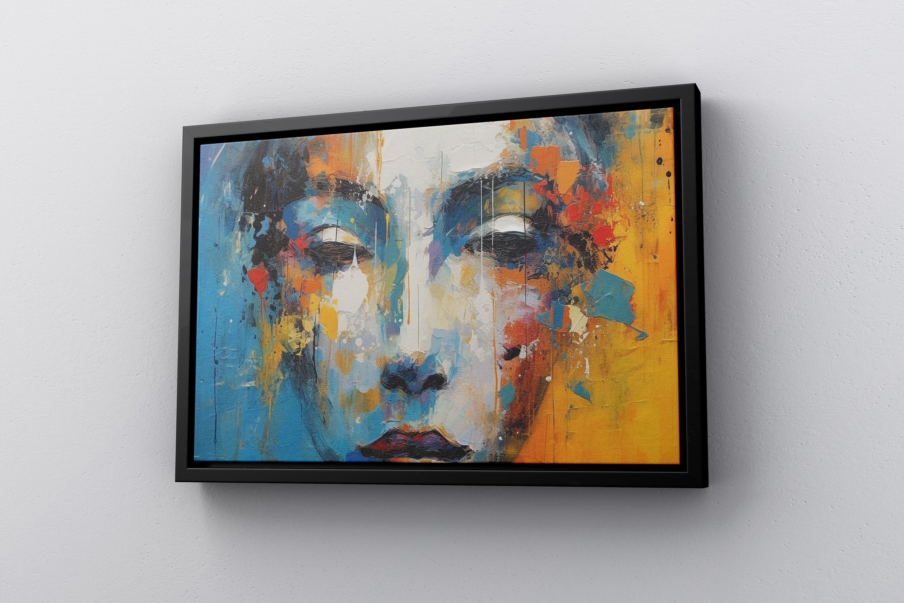 Beautiful Female Face with Oil Paints Canvas Poster Art